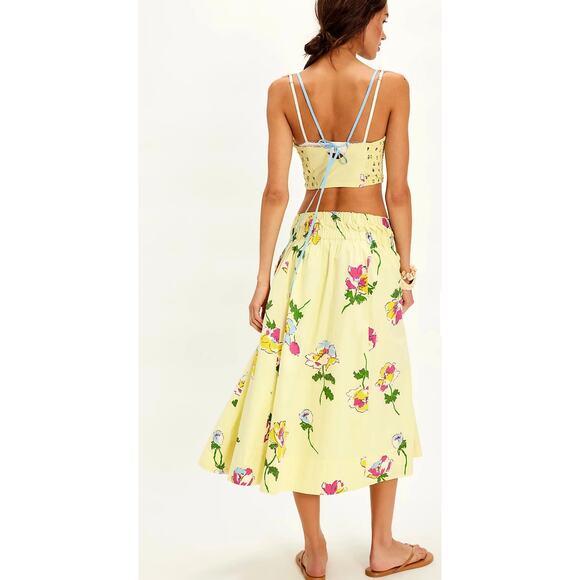 Free People Luka Set Maxi Skirt Cropped Top Early Bloomer Combo XL - Picture 3 of 5